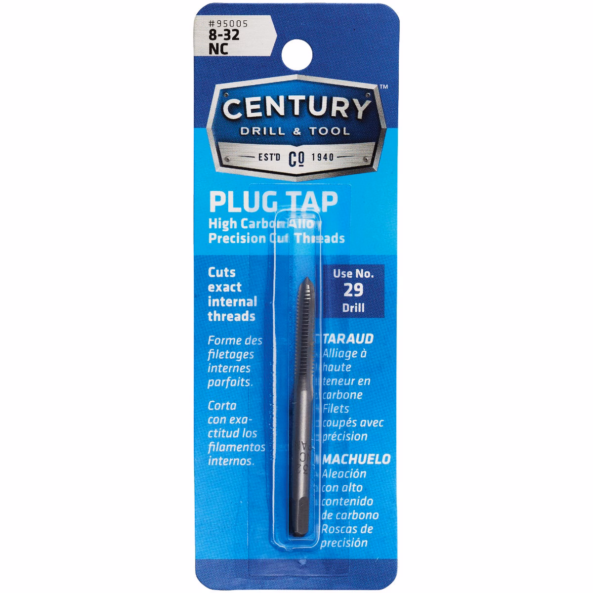 Century Drill & Tool 8-32 Carbon Steel National Coarse Tap-Plug