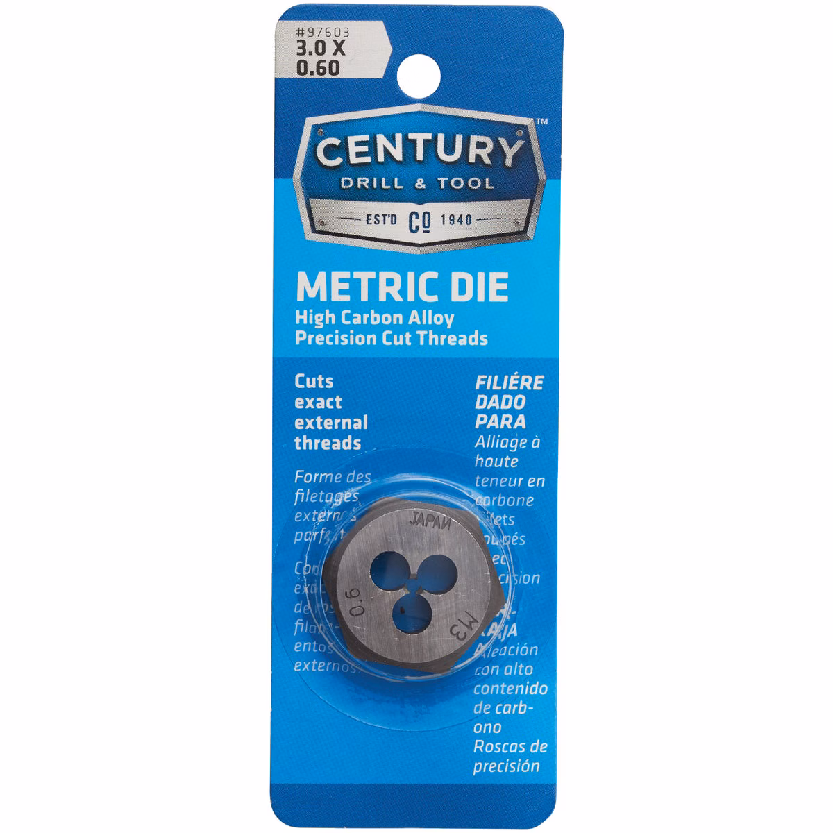 Century Drill & Tool 3.0×0.60 NPT 1 In. Across Flats Hexagon Pipe Die