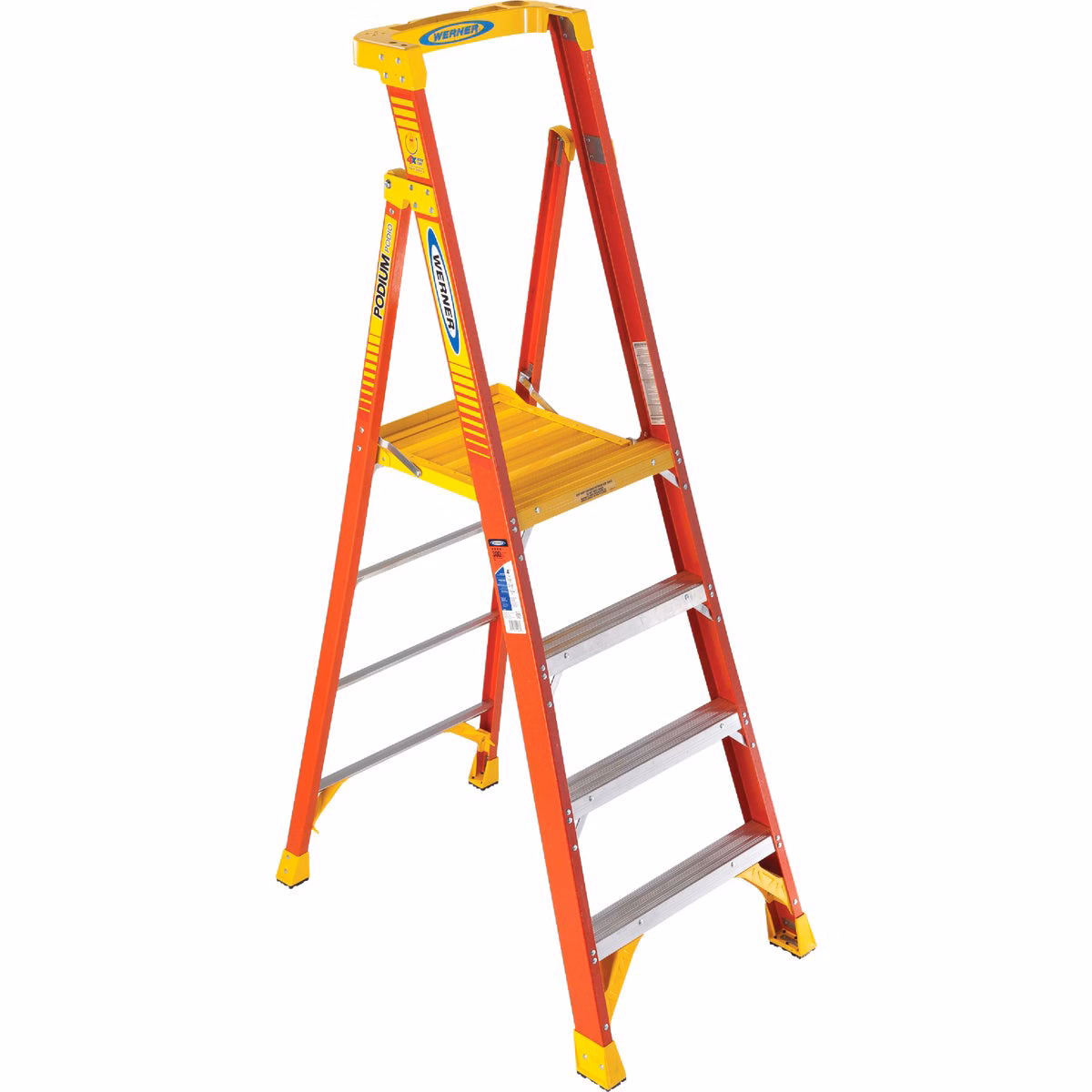 Werner 10 Ft. Reach Fiberglass Podium Ladder with 300 Lb. Load Capacity Type IA Ladder Rating