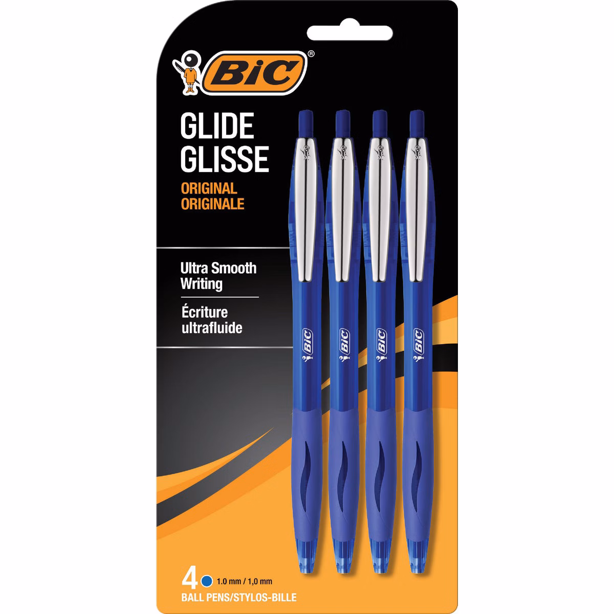 BIC Glide Original Medium Point Blue Ball Pen (4-Pack)