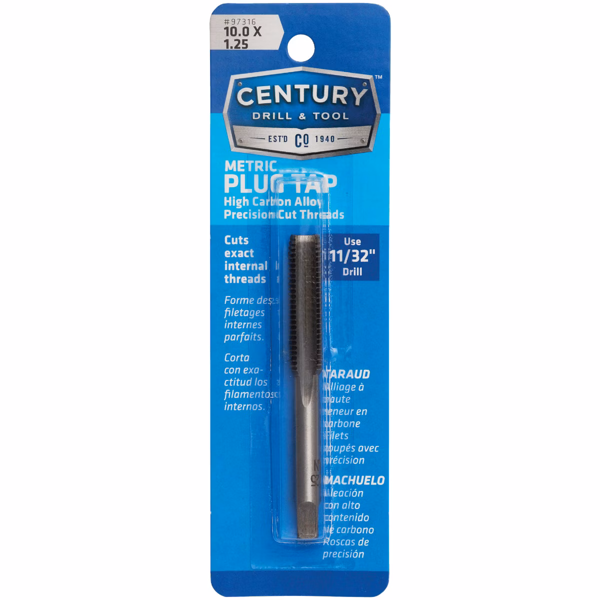 Century Drill & Tool 10.0×1.25 Carbon Steel Metric Tap