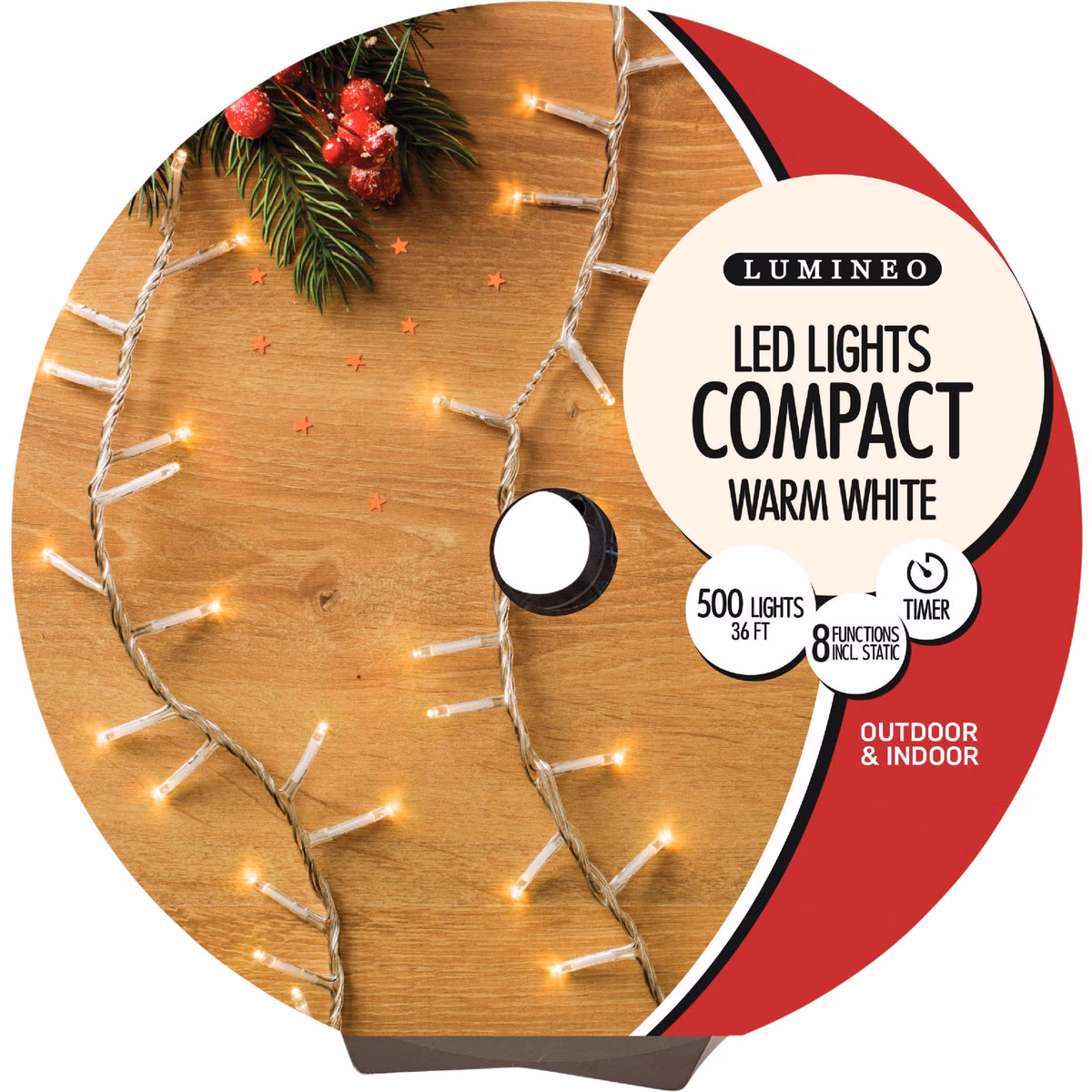 Holiday Wonderland Warm White 500-Bulb LED Compact Light Set with Transparent Wire
