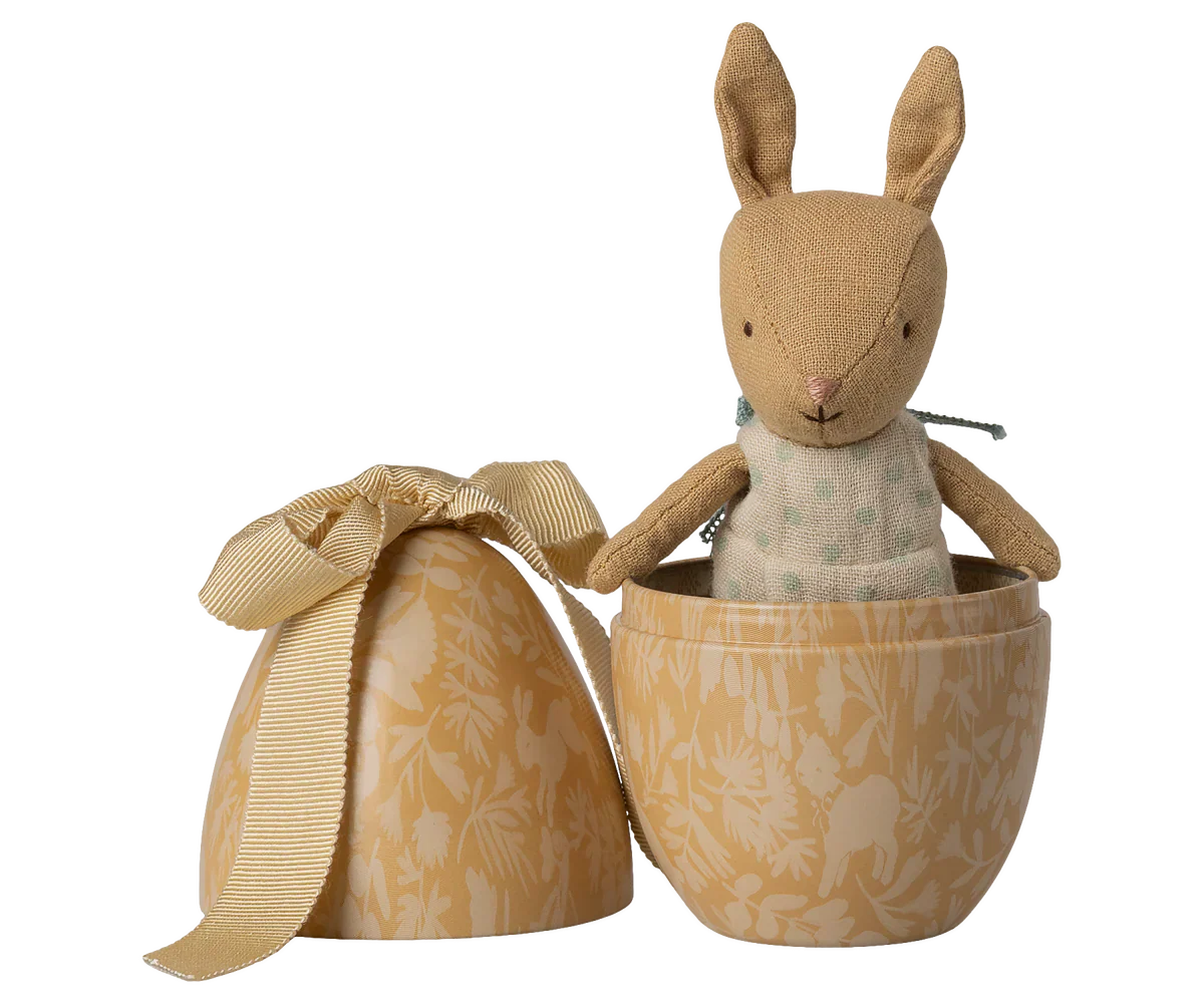 Easter egg with micro rabbit, Small – Cream yellow