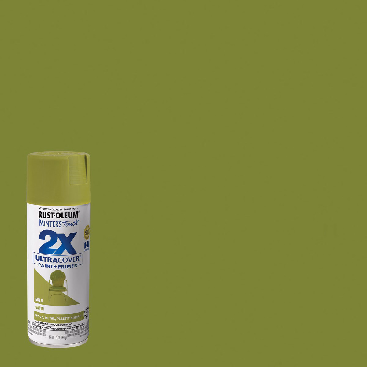 Rust-Oleum Painter's Touch 2X Ultra Cover 12 Oz. Satin Paint + Primer Spray Paint, Eden