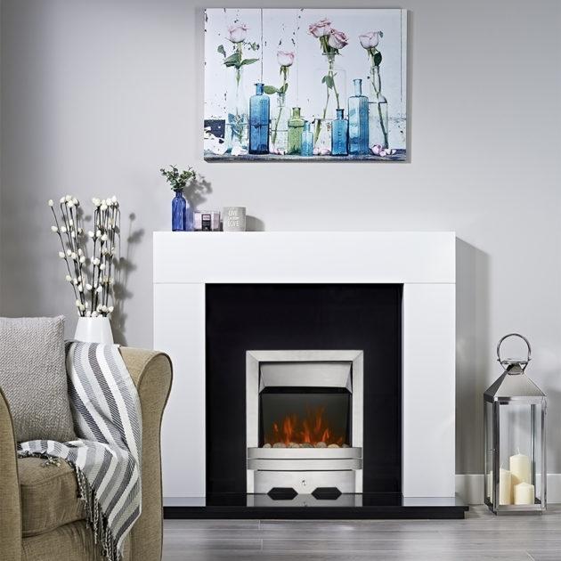 Lulworth LED Electric Fire – Brushed Metal Effect