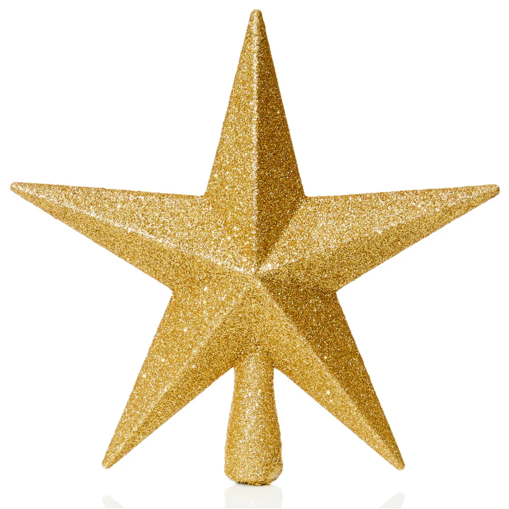 20cm Glitter Tree Top Star, Champagne Gold