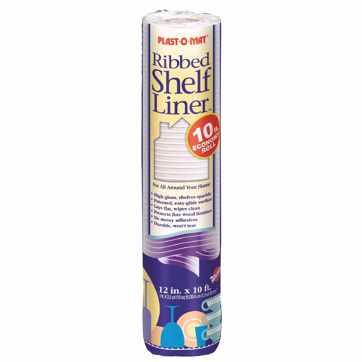 Warp's Plast-O-Mat 12 In. x 10 Ft. Clear Ribbed Non-Adhesive Shelf Liner