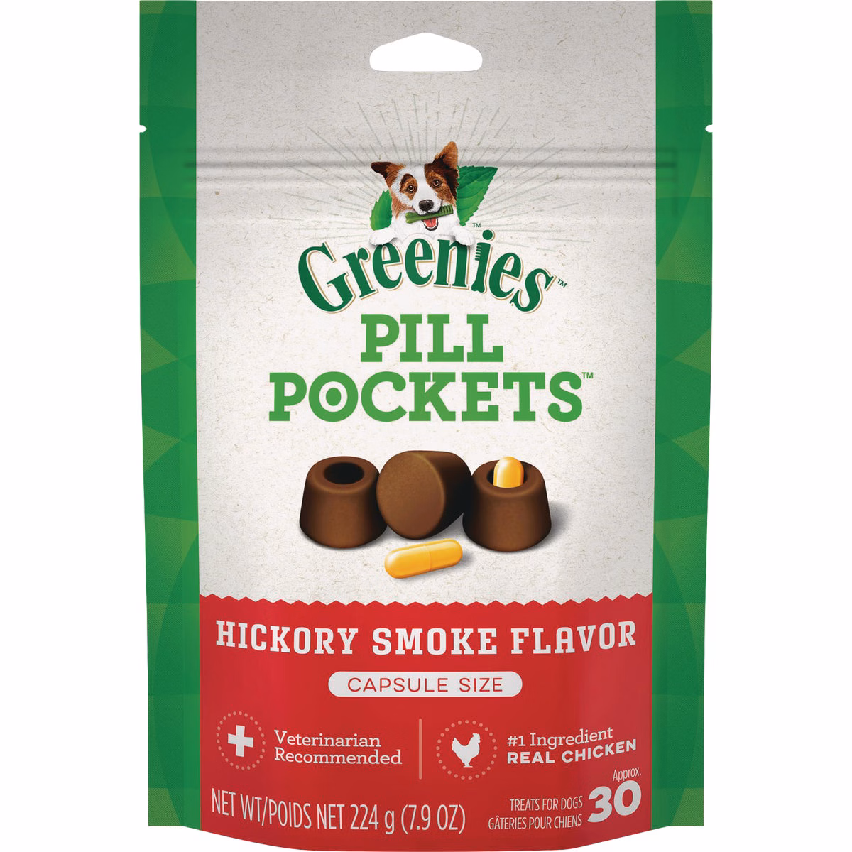 Greenies Capsule Pill Pockets Hickory Smoke Flavor Chewy Dog Treat (30-Pack)