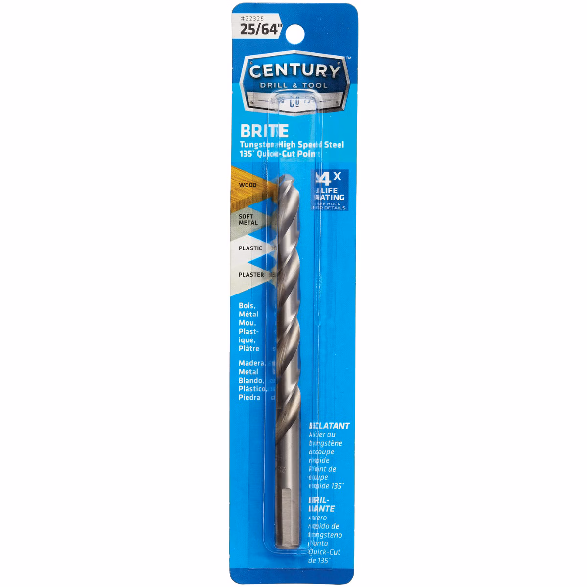 Century Drill & Tool 25/64 In. Tungsten High Speed Steel Quick-Cut Point Brite Drill Bit
