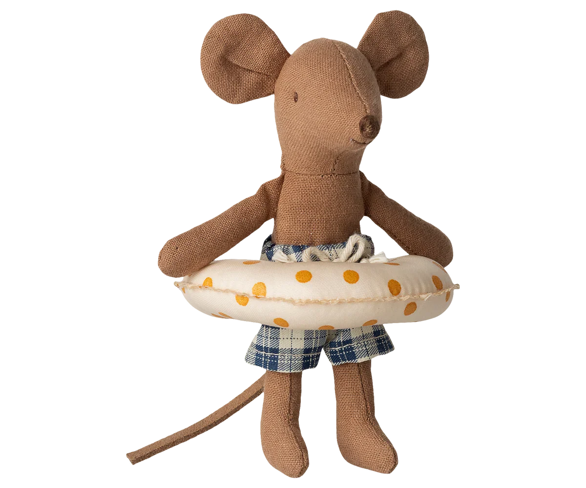 Beach mouse with float, Little brother – Yellow dots
