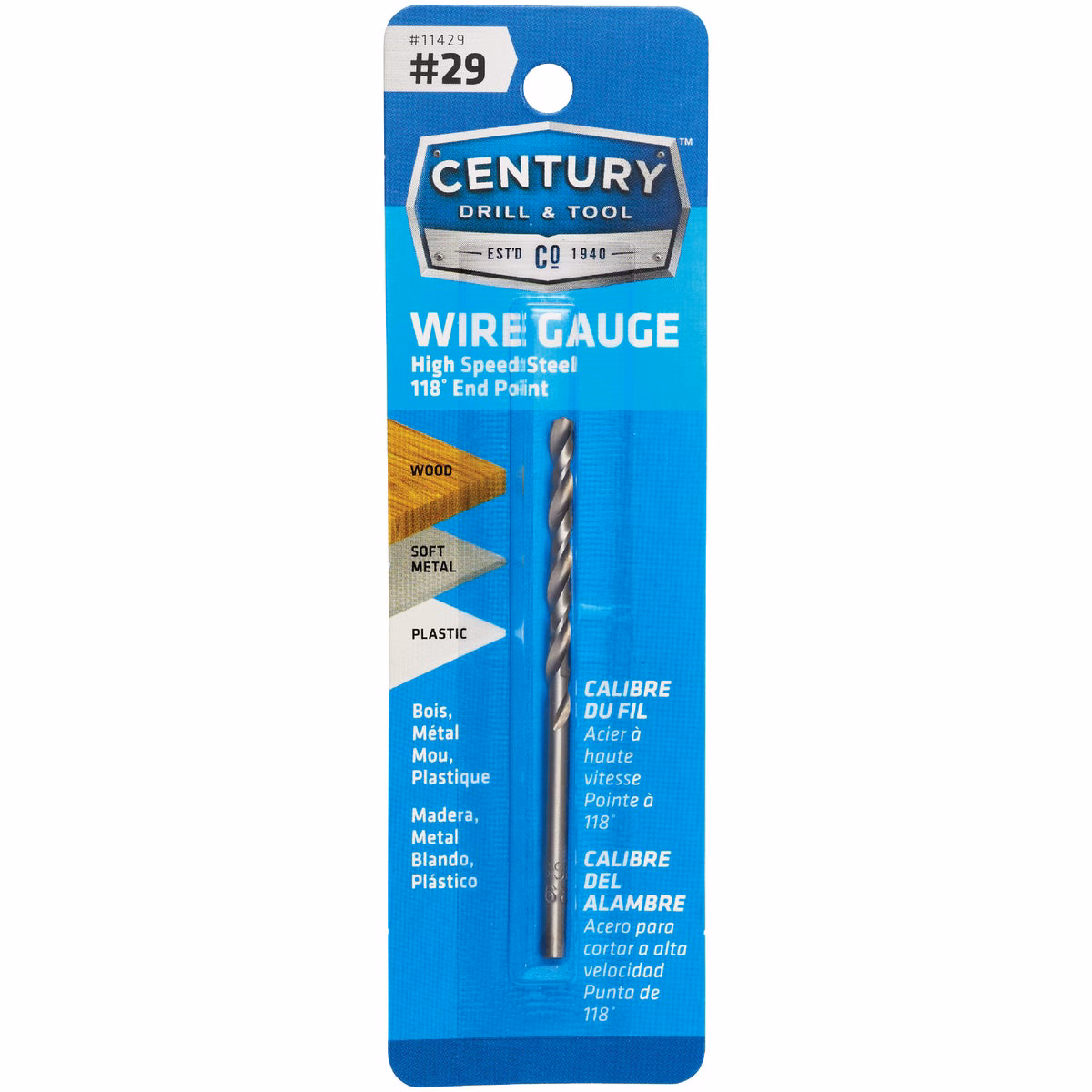 Century Drill & Tool Number 29 HSS Brite Drill Bit