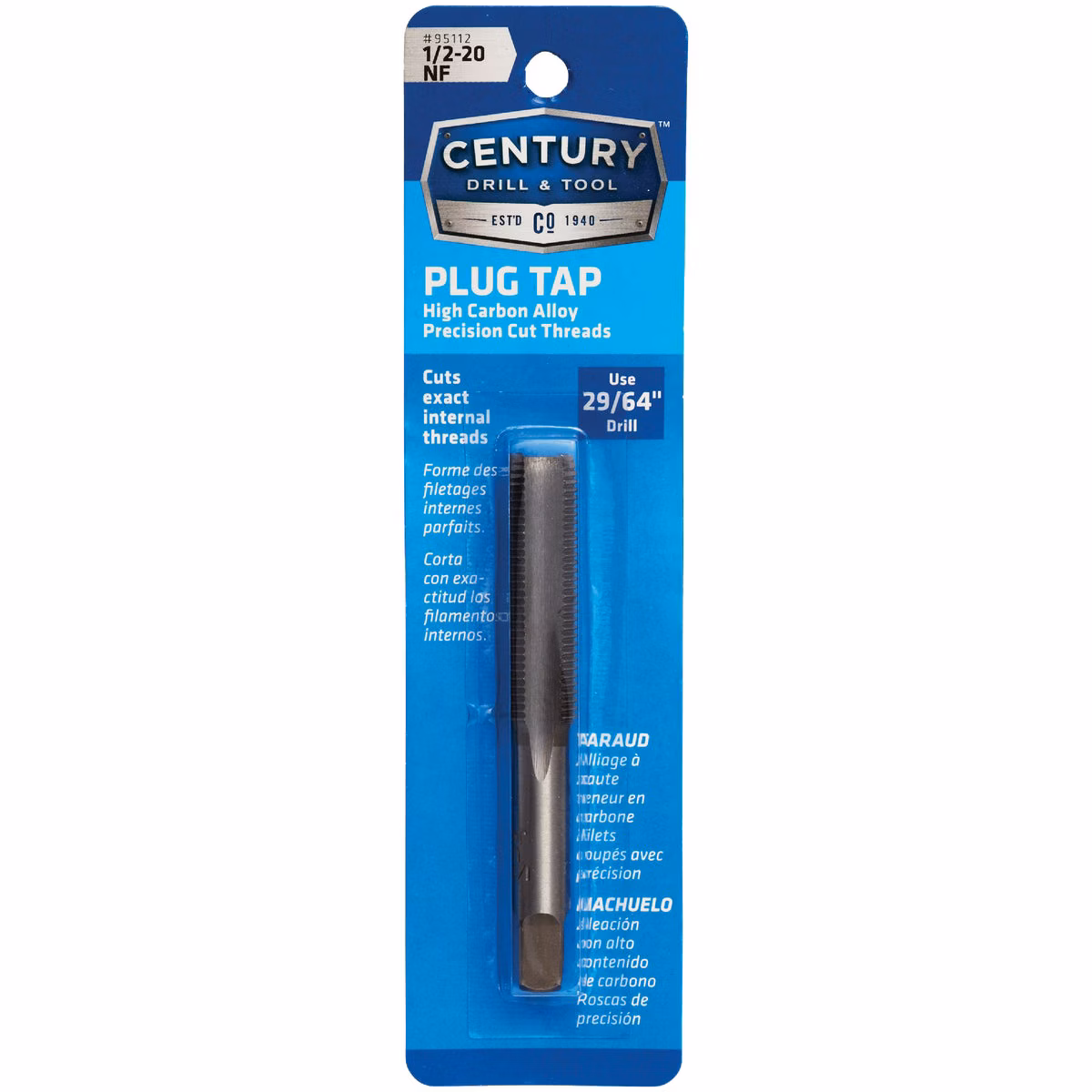 Century Drill & Tool 1/2-20 Carbon Steel National Fine Tap-Plug