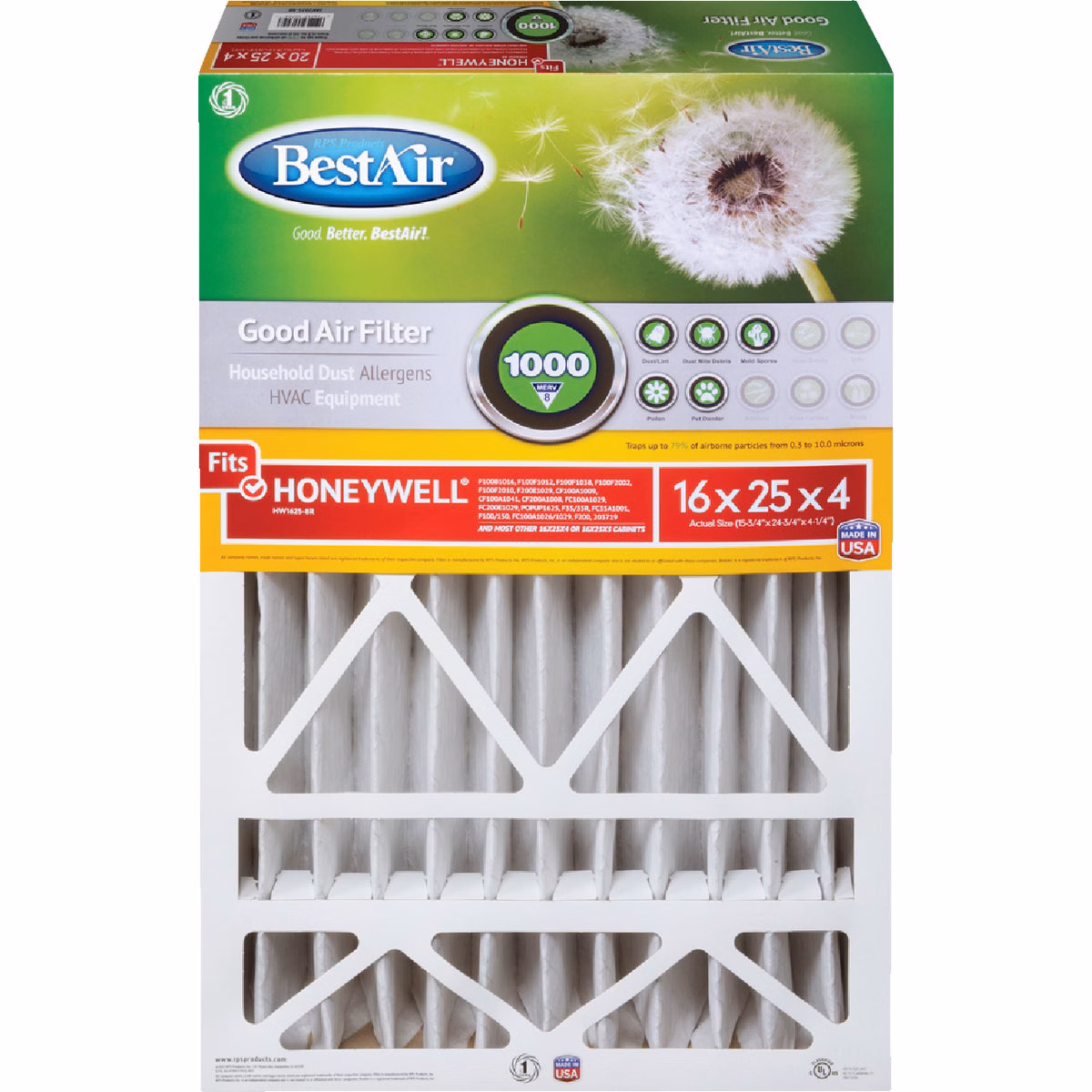 BestAir 16 In. x 25 In. x 4 In. Honeywell MERV 8 Deep Pleat Furnace Filter