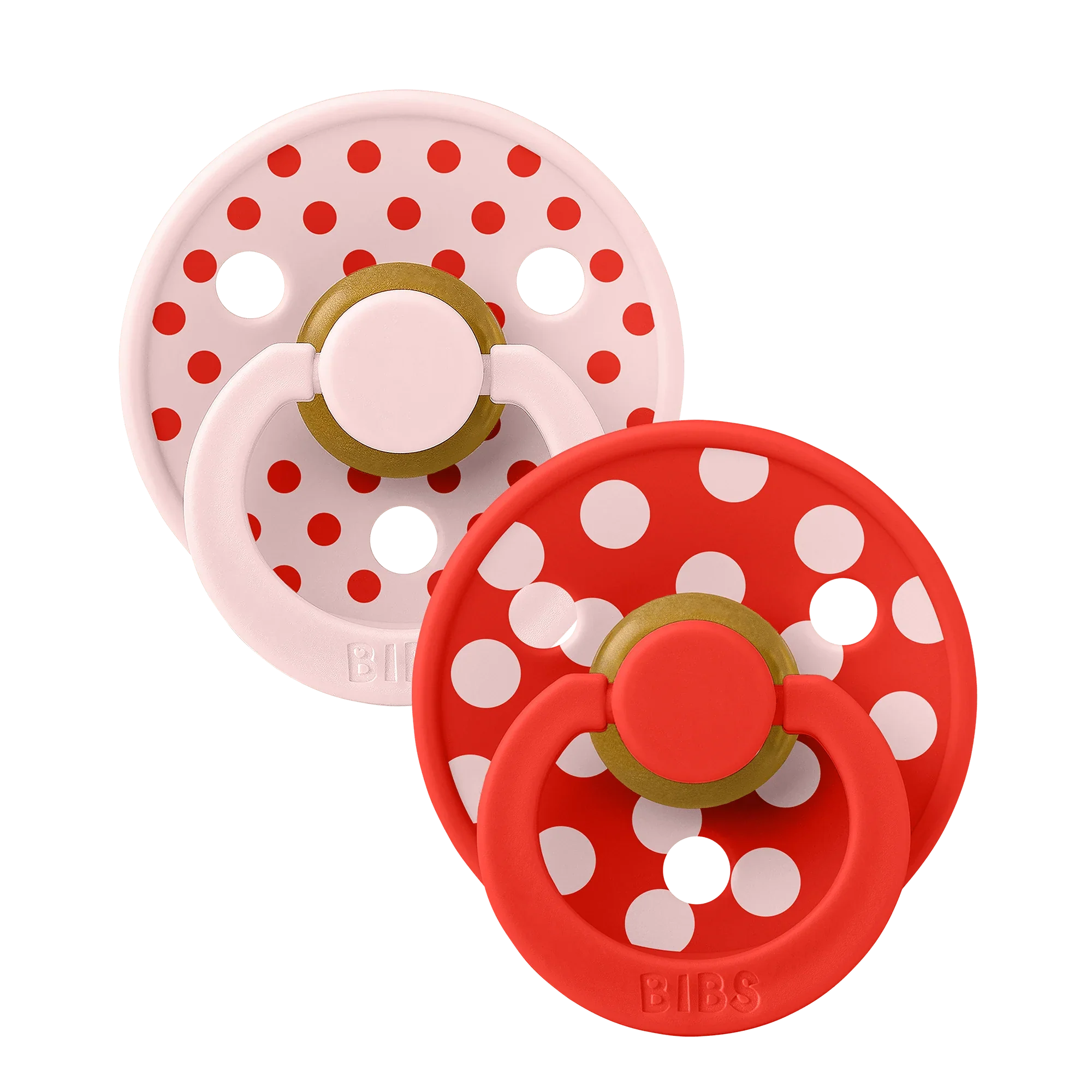 BIBS x Liberty Colour Polka Latex Pacifiers 2 pack – Blossom / Candy Apple