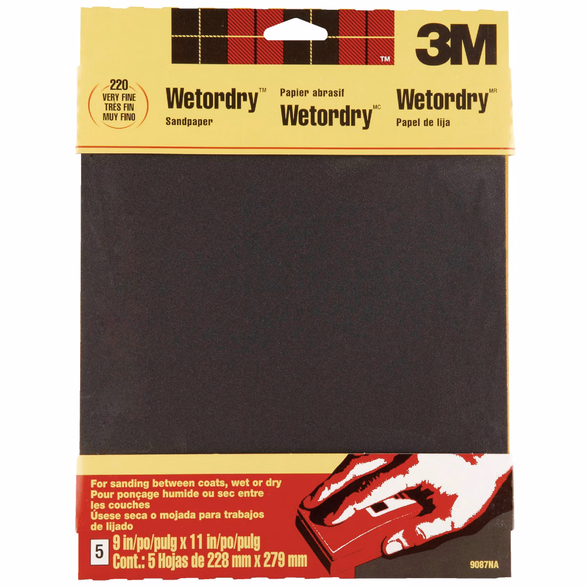 3M Wetordry 9 In. x 11 In. Very Fine Sandpaper, 220 Grit (5-Pack)
