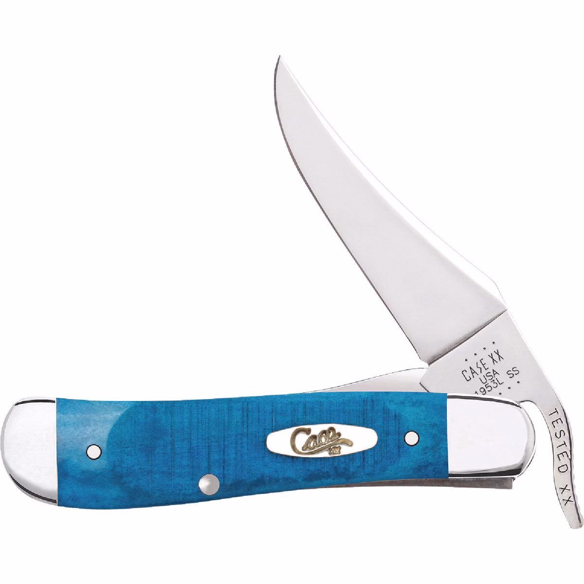 Case 2.7 In. Sawcut Jig Caribbean Blue Bone RussLock Pocket Knife