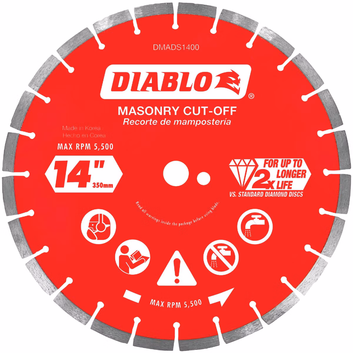 Diablo 14 In. Segmented Rim Dry/Wet Cut Diamond Blade