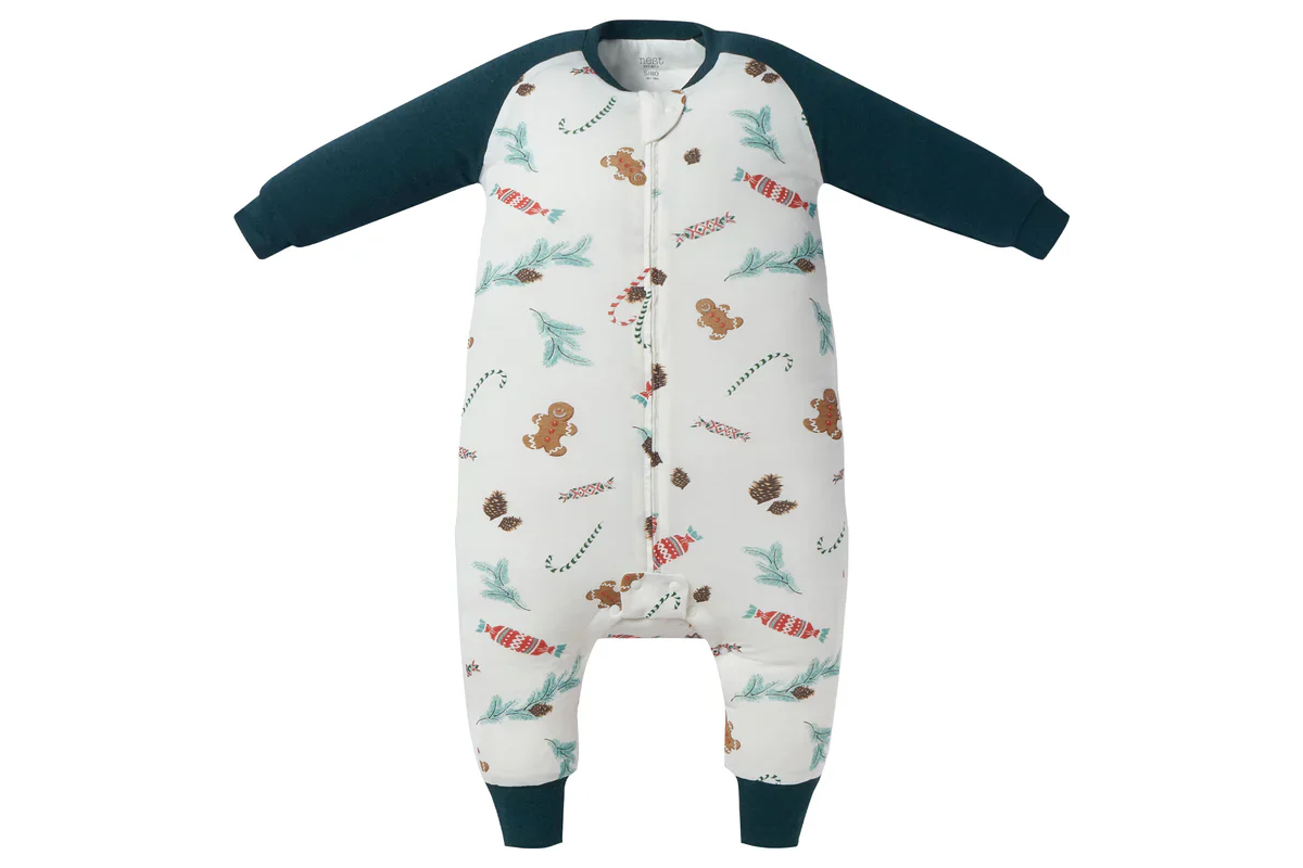 Raglan Long Sleeve Footed Sleep Bag 1.0 TOG (Bamboo) – Christmas Day!