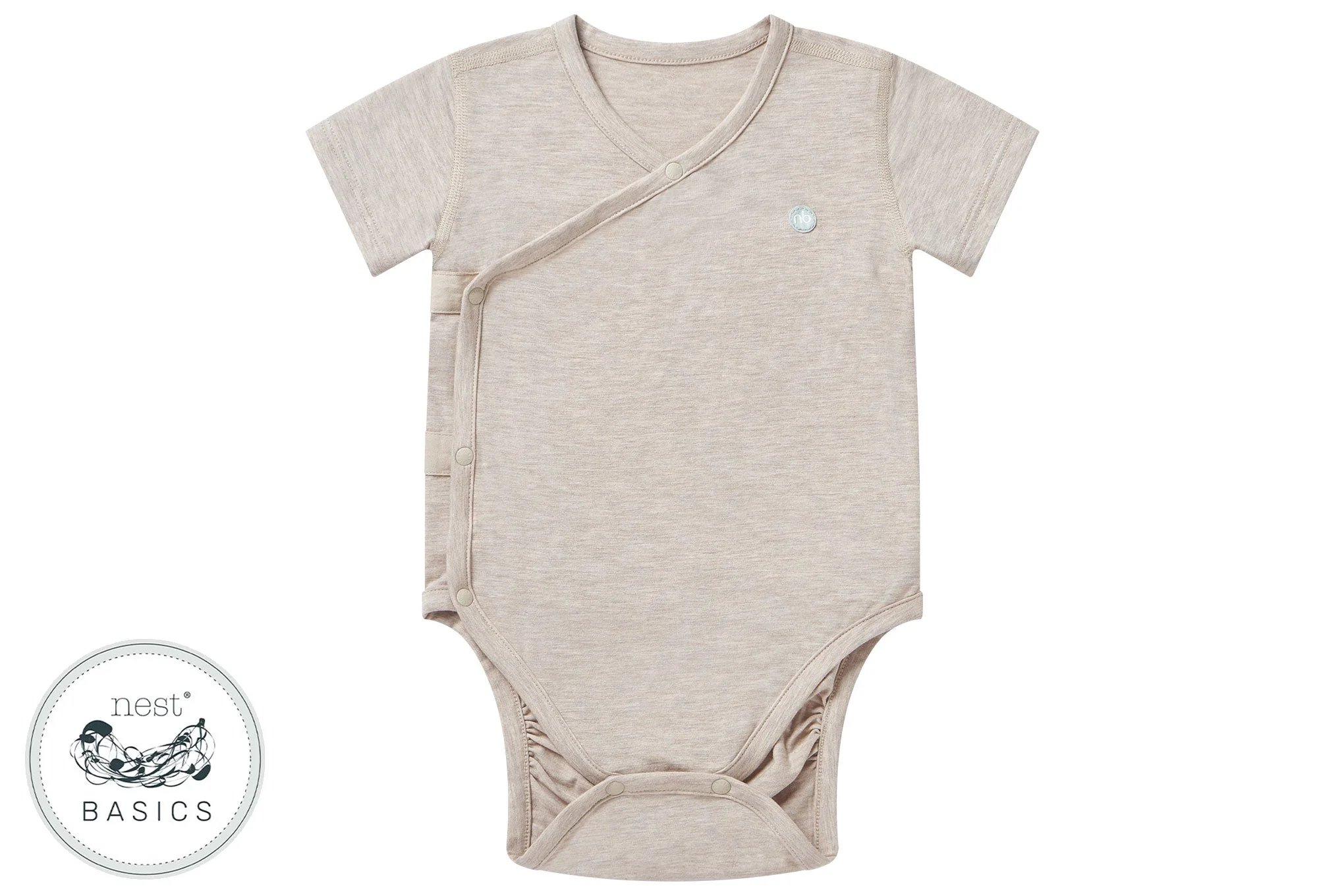 Basics Short Sleeve Kimono Onesie (Bamboo Cotton) – Warm Taupe