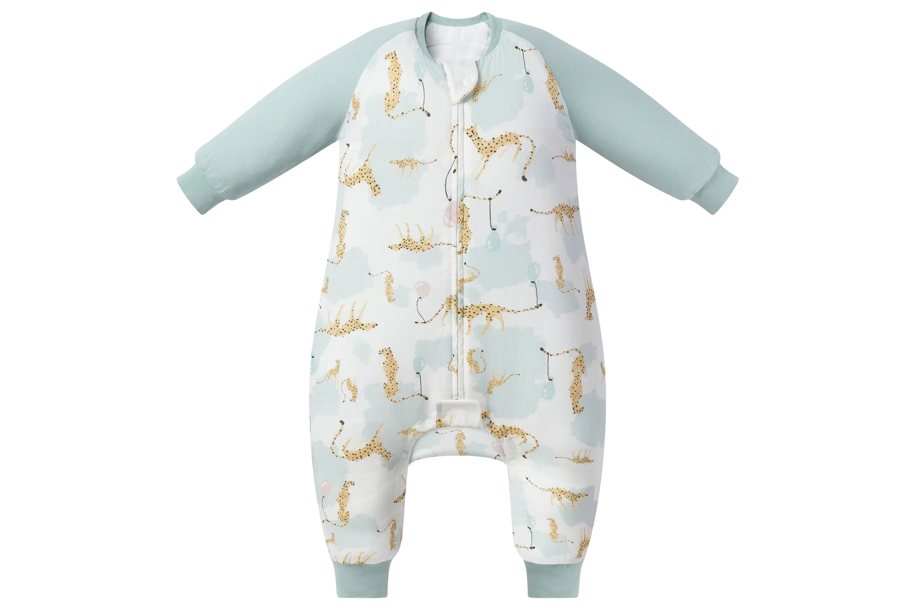 Raglan Long Sleeve Footed Sleep Bag 2.5 TOG (Bamboo) – Cheetah Party