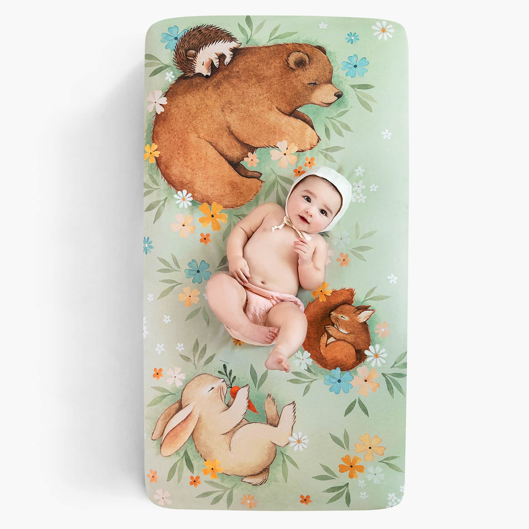 Rookie Humans – Standard Size Cotton Crib Sheet: Enchanted Meadow