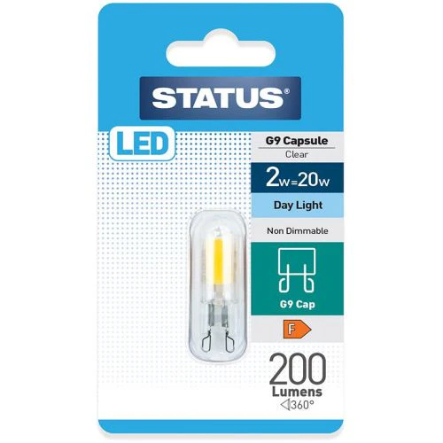 2w = 20w = 200 lumens – LED – G9 – Day Light – non dimmable