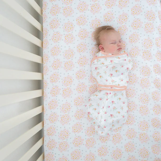 Omni Swaddle Sack, Watercolor Peachy Pink Floral, Small 0-3 Mo - Image 2