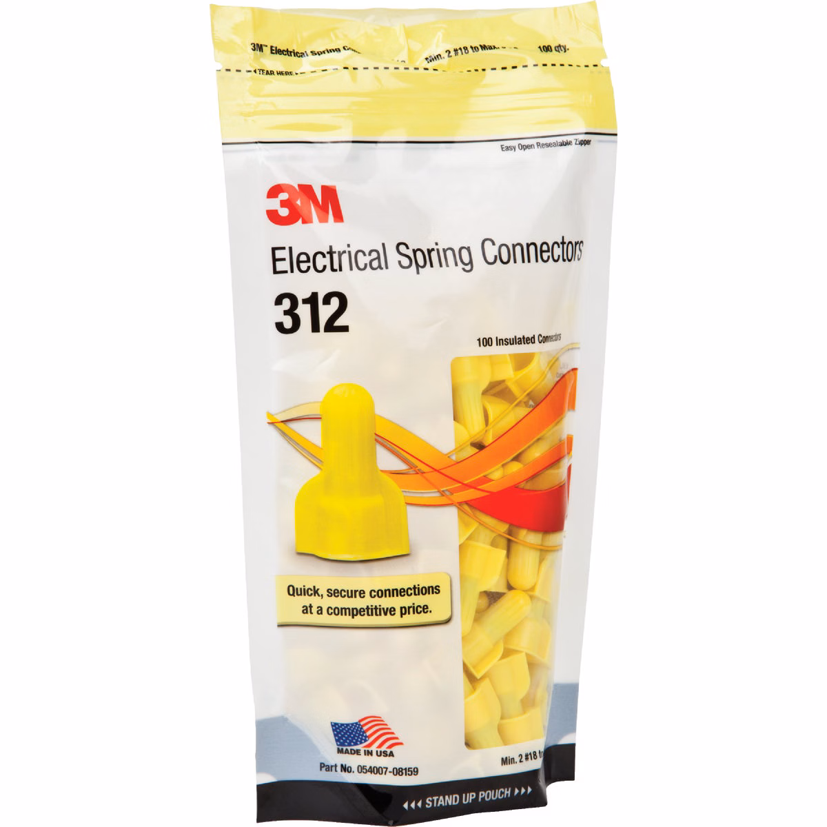 3M Medium Yellow 22AWG to 8AWG Wing Wire Connector (100-Pack)