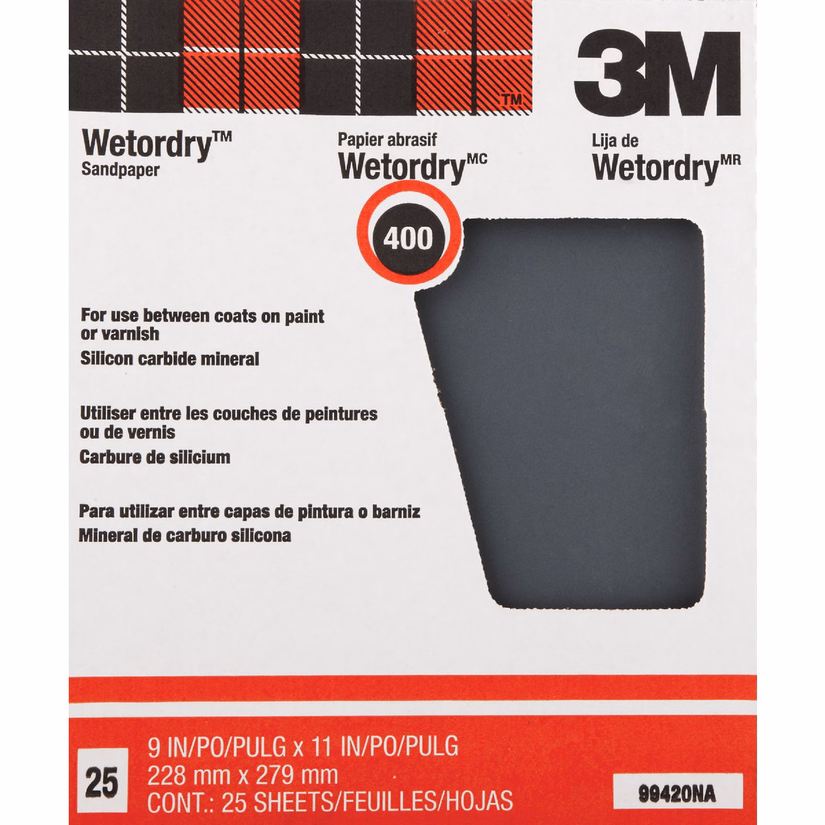 3M Wetordry Pro-Pak 9 In. x 11 In. Super Fine Between Finish Coats Sanding Sheets, 400 Grit (25-Pack)