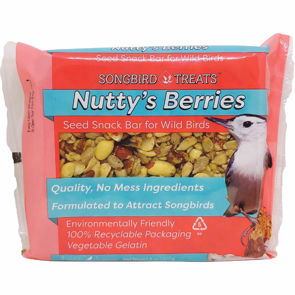 Wildlife Sciences Songbird Treats 1 Lb. Nutty's Berries Seed Snack Bar