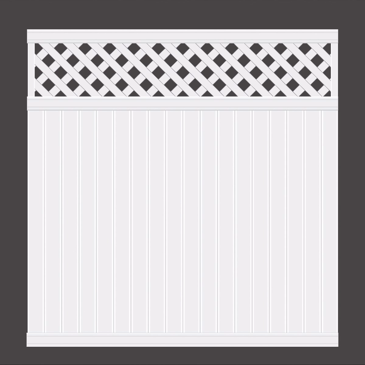 6 Ft. H. x 6 Ft. L. Lattice Top White Vinyl Privacy Fence Panel