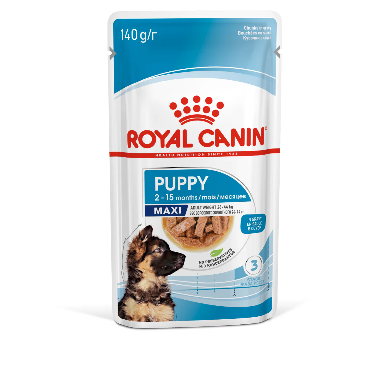 Royal Canin Maxi Puppy in Gravy Wet Food, 140g x 10 Pack