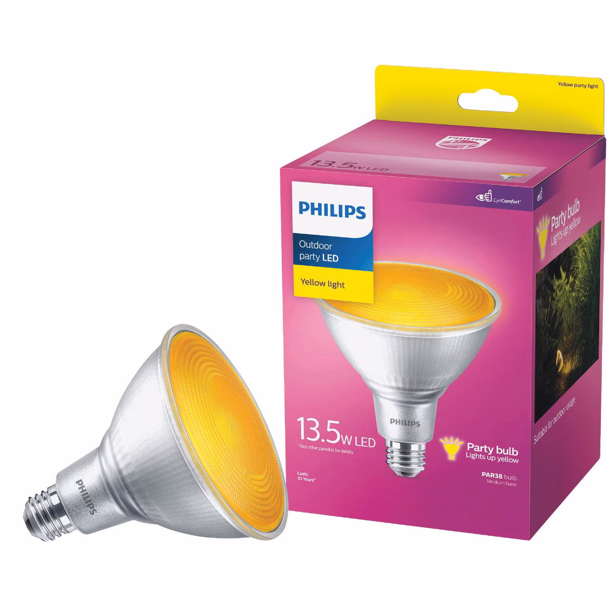 Philips 100W Equivalent Yellow PAR38 Medium Dimmable LED Bug Light Bulb