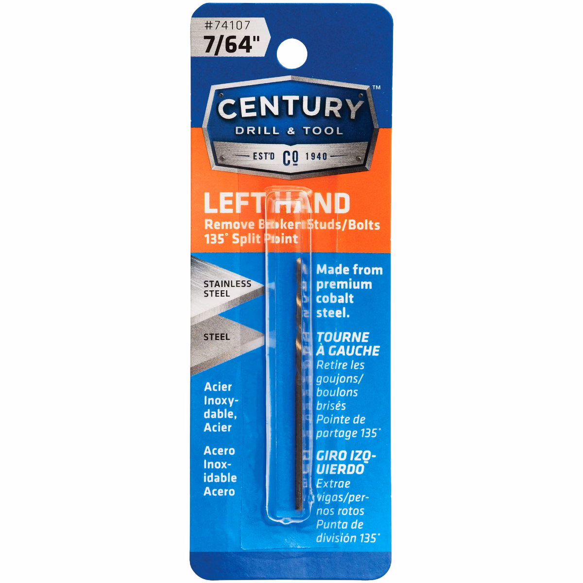 Century Drill & Tool 7/64 In. Cobalt Steel Left Hand Drill Bit