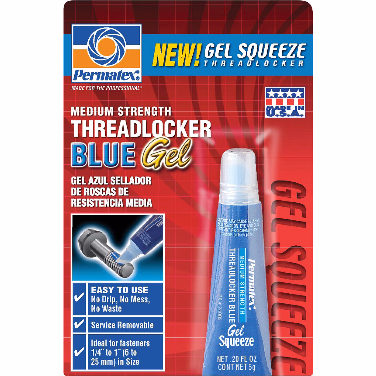 PERMATEX 0.2 Oz. Blue Medium Strength Gel Squeeze Threadlocker