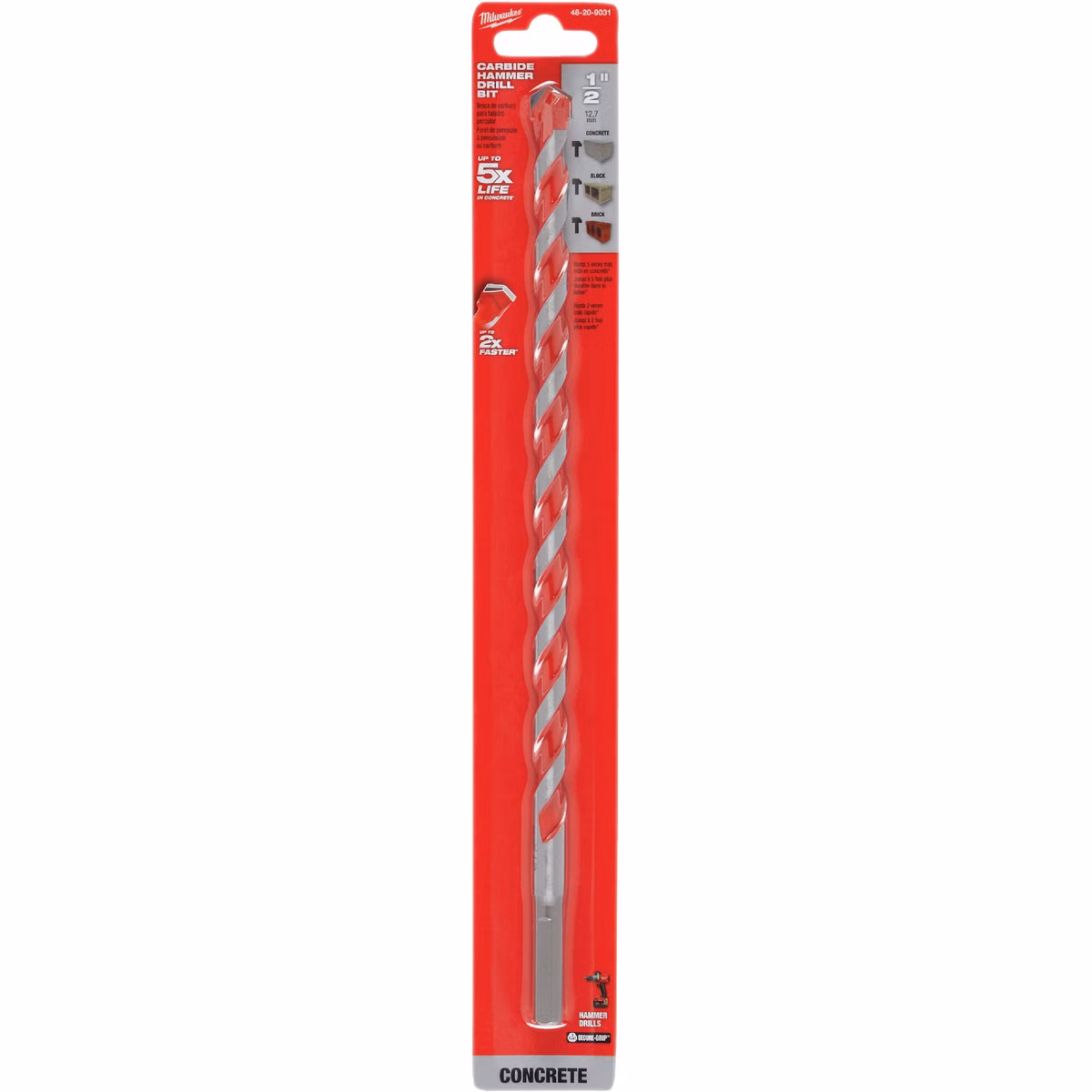 Milwaukee SHOCKWAVE 1/2 In. x 12 In. Impact Duty Masonry Carbide Hammer Drill Bit