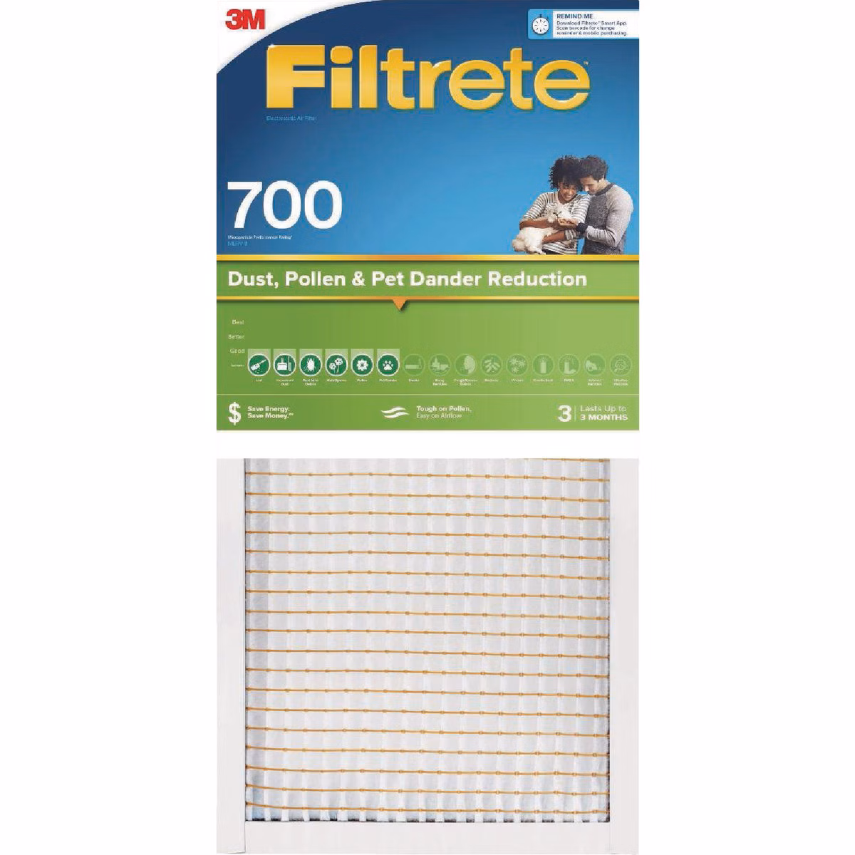 Filtrete 14 In. x 24 In. x 1 In. 700 MPR Dust, Pollen & Pet Dander Reduction Furnace Filter, MERV 8
