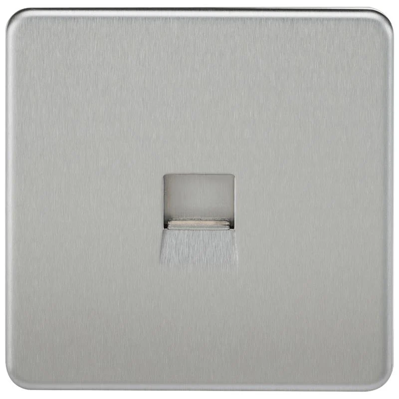 Screwless Brushed Chrome Telephone Master Socket Flush Wall Socket