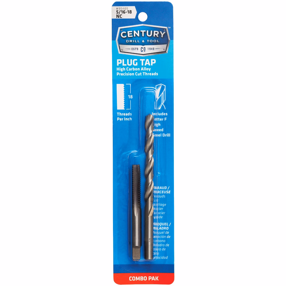Century Drill & Tool 5/16-18 National Coarse Carbon Steel Tap-Plug and f Letter Gauge Drill Bit