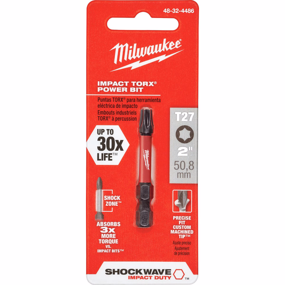 Milwaukee SHOCKWAVE T27 TORX 2 In. Power Impact Screwdriver Bit