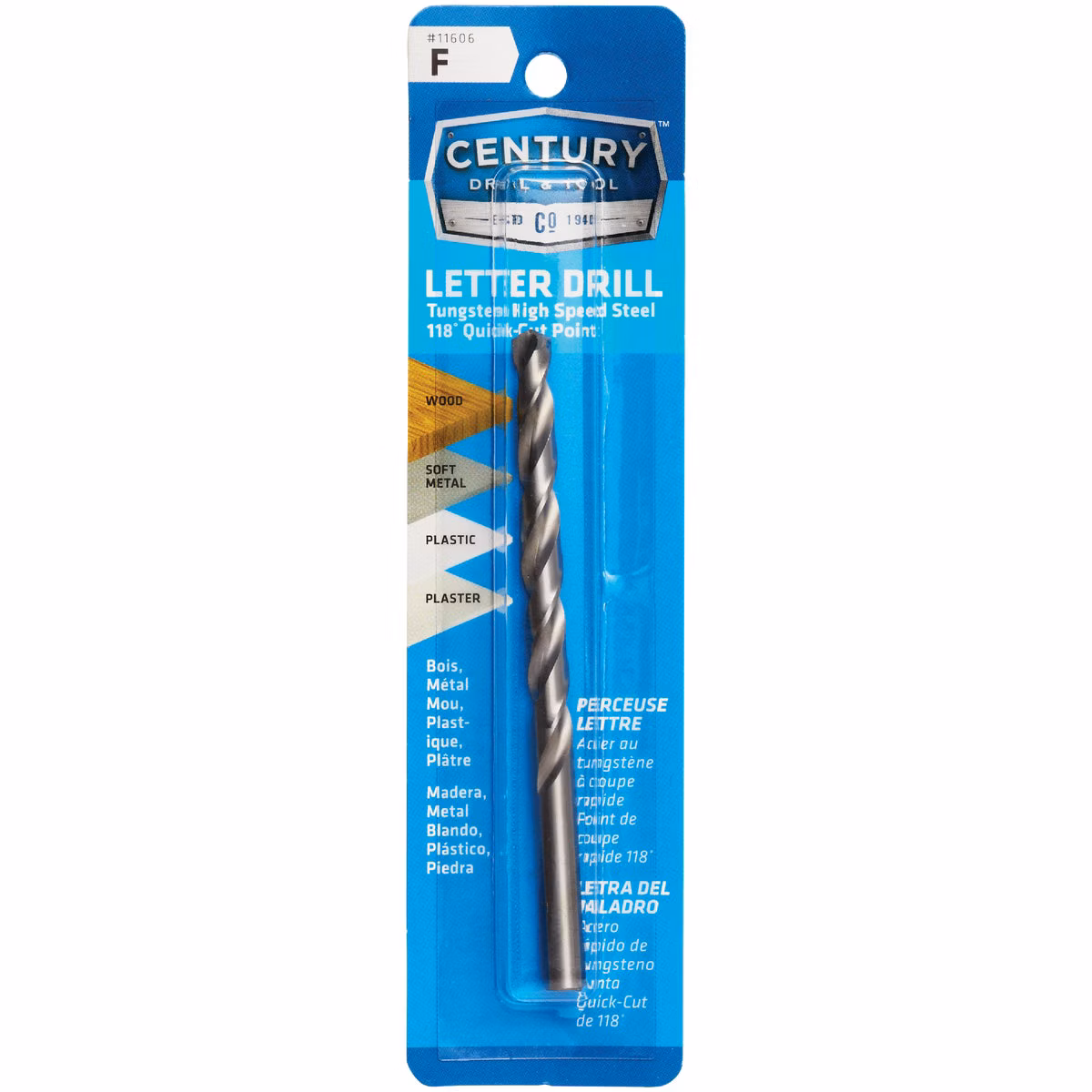 Century Drill & Tool Letter F Tungsten High Speed Steel Quick-Cut Point Drill Bit