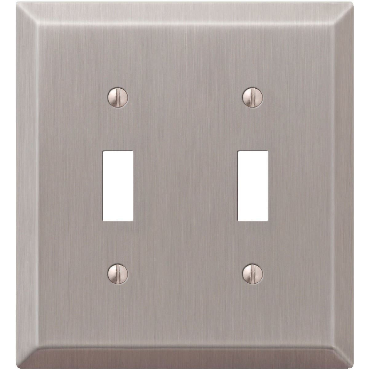 Amerelle 2-Gang Stamped Steel Toggle Switch Wall Plate, Brushed Nickel