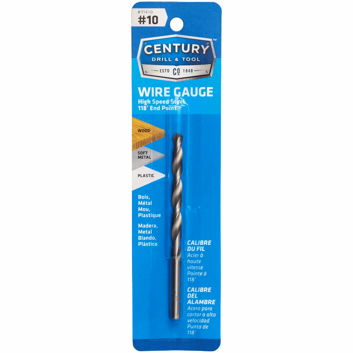 Century Drill & Tool Number 10 HSS Brite Drill Bit