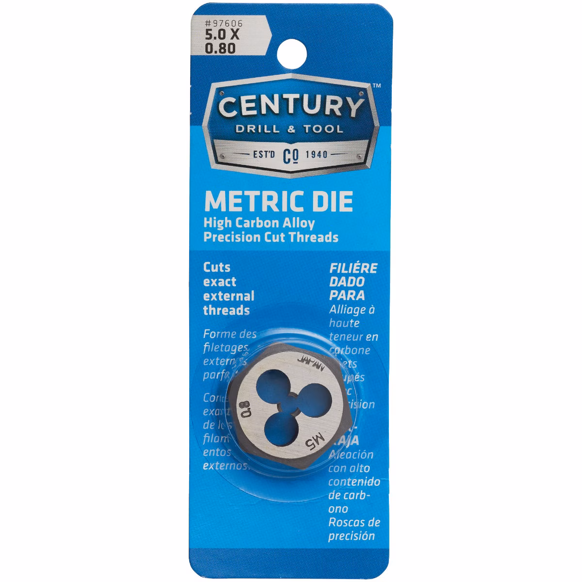 Century Drill & Tool 5.0×0.80 NPT 1 In. Across Flats Hexagon Pipe Die