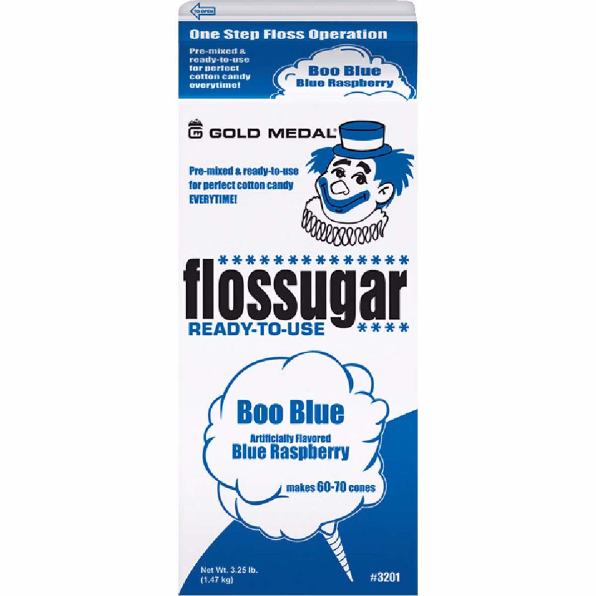 Gold Medal 1/2 Gal. Blue Raspberry Cotton Candy Sugar