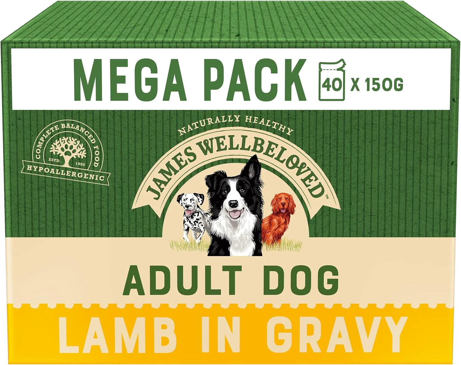 James wellbeloved Mega Pack Adult Dog Lamb with Rice in Gravy (40x150g)