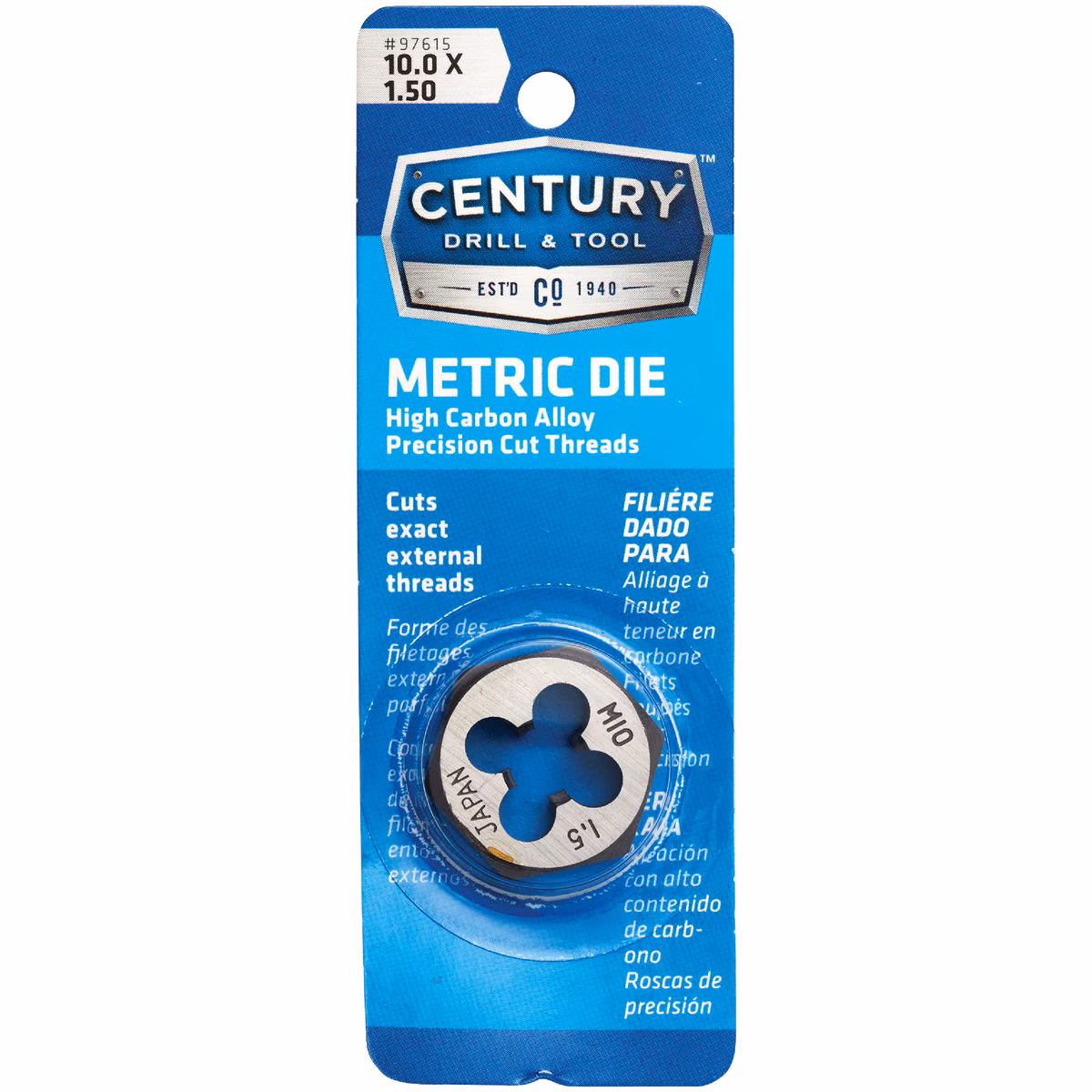 Century Drill & Tool 10.0×1.50 NPT 1 In. Across Flats Hexagon Pipe Die