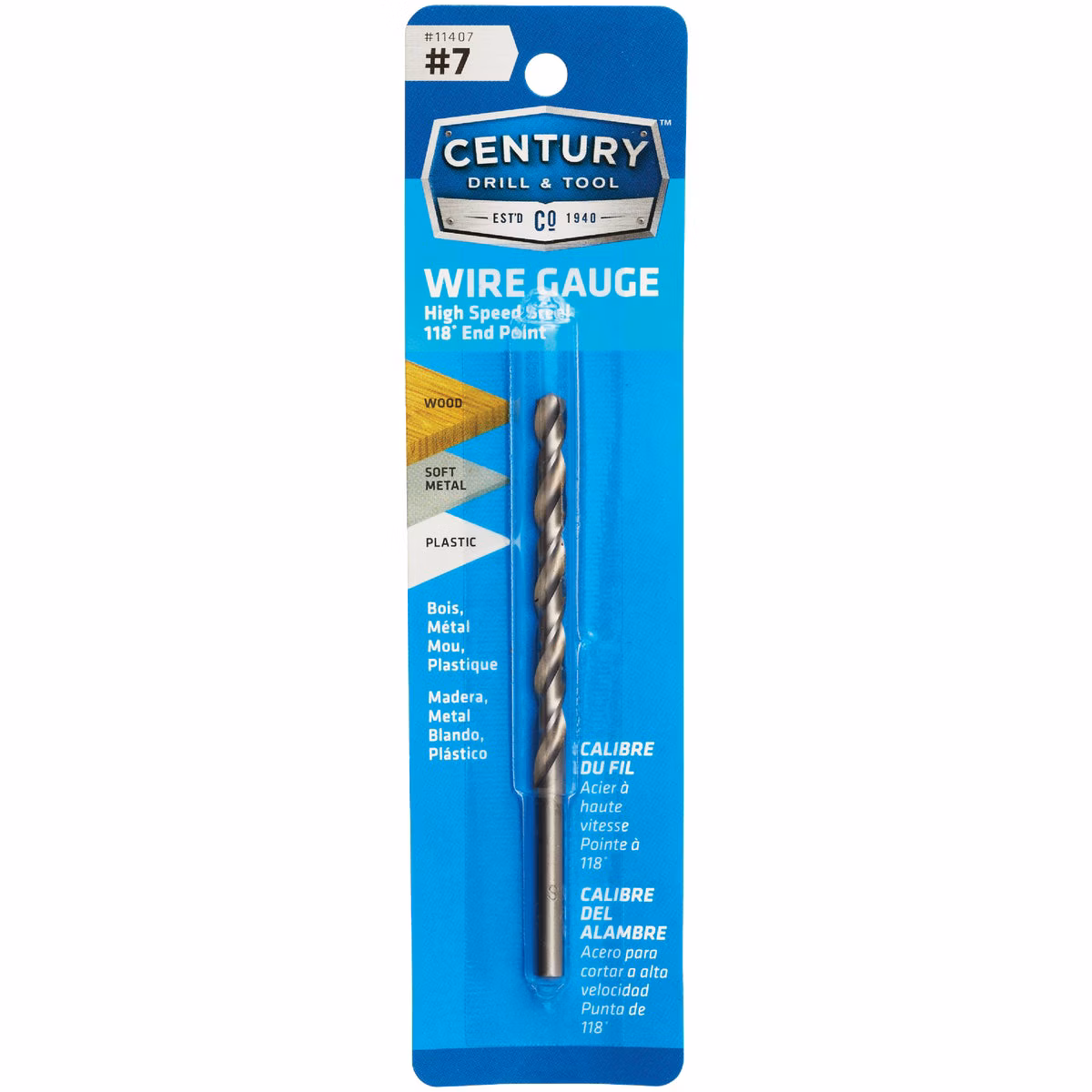 Century Drill & Tool Number 7 HSS Brite Wire Gauge Drill Bit