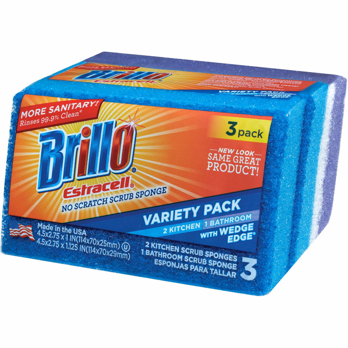 Brillo Estracell No Scratch Kitchen & Bath Scrub Sponge (3 Count)