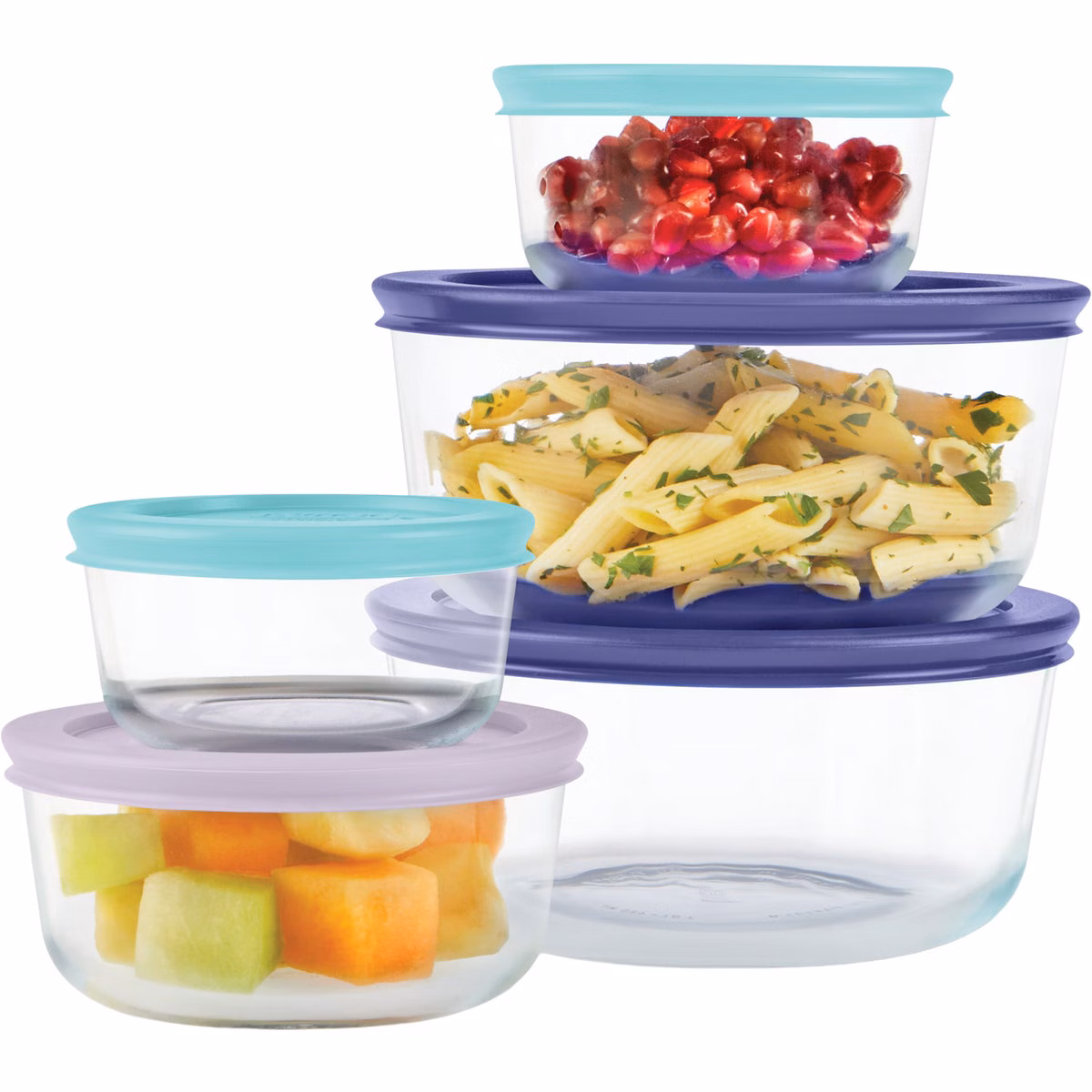 Pyrex Simply Store Glass Storage Bakeware Set with Assorted Colored Lids (10-Piece)